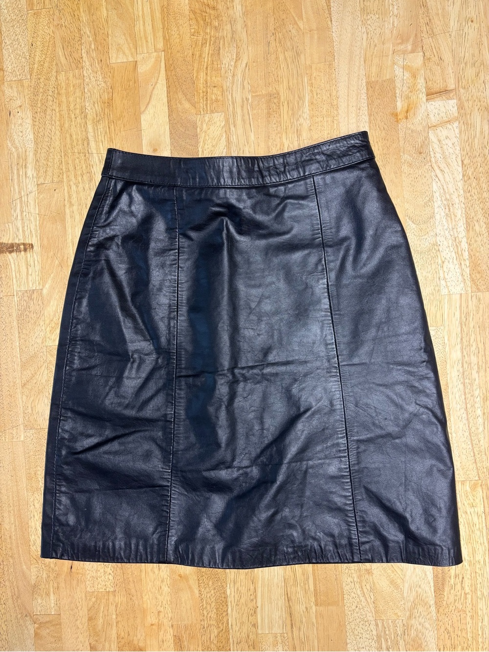 EUC Vintage Berman’S Women's Black Leather A-Line Mini Skirt